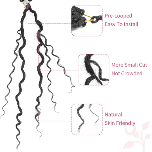 Miniatura 6 de Alicoco Goddess Locs Cabello de Ganchillo 12 Pulgadas 8 Paquetes Rastas Sintéticas de Ganchillo Para Mujeres Rastas Suaves Boho Pre-enrolladas River
