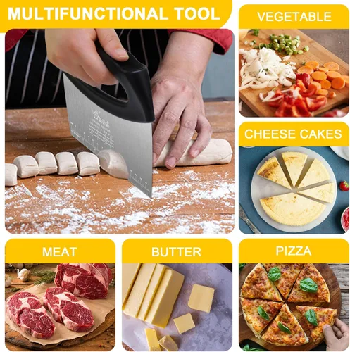 Miniatura 7 de Cortador de masa con tapa y cuchillo grande de acero inoxidable para verduras, mantequilla, pizza, pastel, cebolla