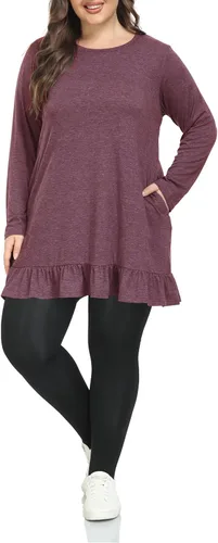 Miniatura 3 de Shiaili Túnica larga de talla grande para mujer, camisas con dobladillo con volantes para leggings