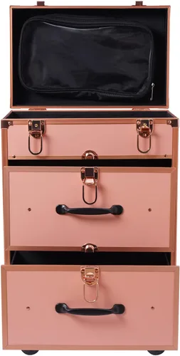 Miniatura 10 de Estuche de uñas rodante, caja de tren de maquillaje profesional, organizador de almacenamiento de carro cosmético, salón de belleza para peluquería