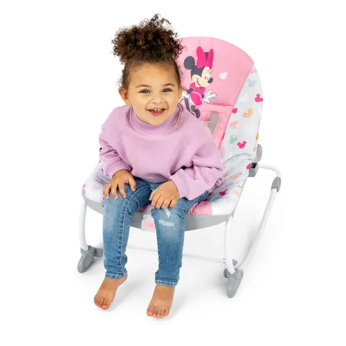 Miniatura 2 de Bright Starts Disney Baby MINNIE Mouse - Mecedora y asiento para bebés y niños pequeños con vibraciones y barra de juguete extraíble, de 0 a 30