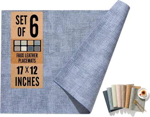 Miniatura 12 de UnivoColors - Juego de manteles individuales de piel sintética de 6,17 x 12 pulgadas, diseño de doble cara, impermeable, resistente al calor, fácil