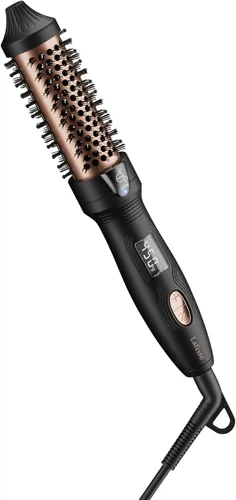 Miniatura 10 de Cepillo térmico, mini y pequeño, cepillo iónico de 1 pulgada para cabello brillante, cepillo iónico de turmalina para cabello corto a mediano, Rosa