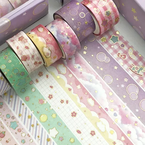Miniatura 6 de Creative Washi Tape Set - Juego de 10 rollos de cinta adhesiva decorativa con impresión de lámina dorada para artes, manualidades DIY, diarios