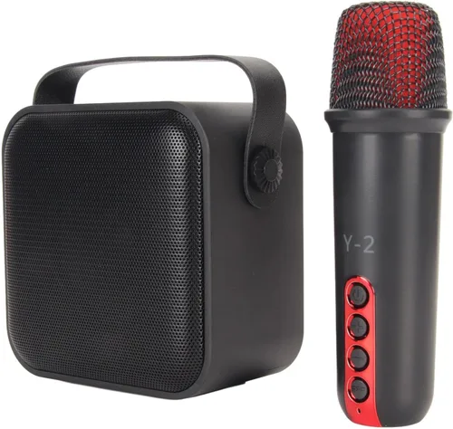 Miniatura 6 de Juego de mini máquina de karaoke con altavoz, micrófono inalámbrico, gran campo de sonido, chip profesional, múltiples conexiones, batería de larga