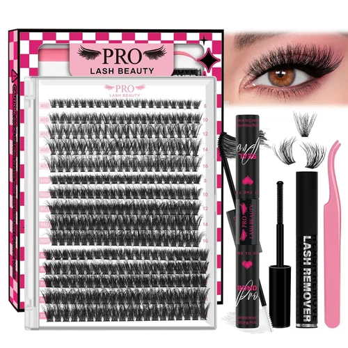 Miniatura 21 de Kit de Racimos de Pestañas 280 Piezas Pestañas en Racimo 30D+40D Kit de Extensión de Pestañas con Adhesivo y Sellador de Pestañas Resistente al Agua