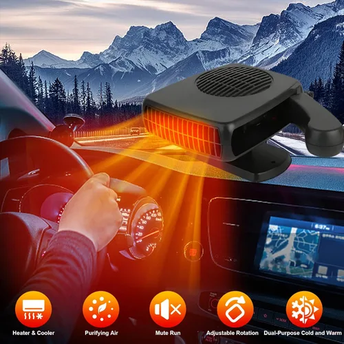 Miniatura 9 de Calentador de coche, calentador de coche portátil de 12 V 200 W que se conecta al encendedor de cigarrillos, descongelador para parabrisas