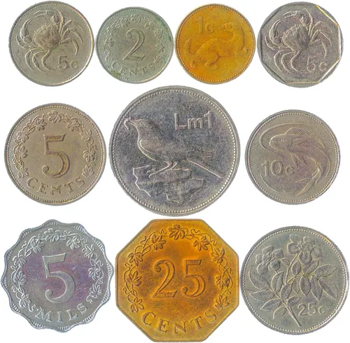 Miniatura 3 de Malta 10 Monedas Mixtas Moneda Maltesa Mils Céntimos Desde 1972