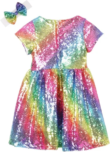 Miniatura 2 de Cilucu Vestido de niña de flores, vestido de lentejuelas para bebés, vestido de fiesta para niños, vestido de dama de honor
