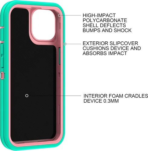 Miniatura 6 de MXX Funda para iPhone 13, con protector de pantalla de vidrio templado, protector de lente de cámara de 3 capas de alta resistencia, a prueba