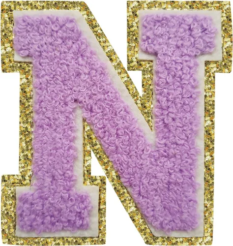 Miniatura 68 de SPRT - Parches de letras de chenilla universitaria con purpurina, parche de letras blancas para planchar con letras del alfabeto para disfraz
