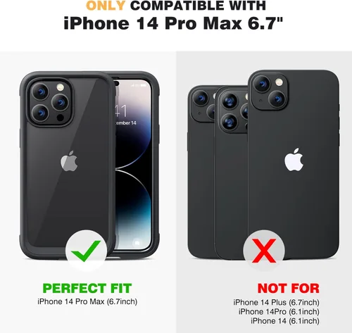 Miniatura 2 de Diaclara - Funda diseñada para iPhone 14 Pro Max de 6.7, resistente de cuerpo completo, con protector de pantalla sensible al tacto y antiarañazos +