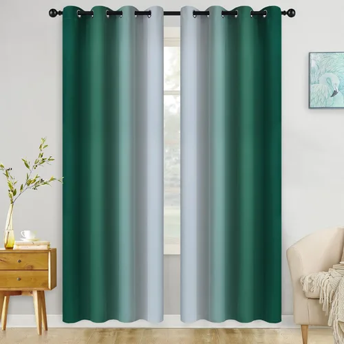 Miniatura 120 de COSVIYA Cortinas 100% Opacas Azul Degradado con Lazos Ajustables para Cocina Aislamiento Térmico Oscurecimiento de Habitación Cenefa con Bolsillo