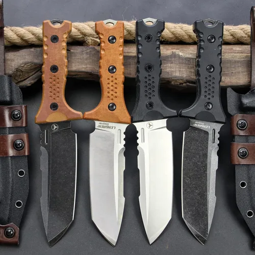 Miniatura 2 de Hippo Sleipner - Cuchillo fijo de acero de espiga completa de 11 pulgadas, mango de lino con funda Kydex (negro + negro)