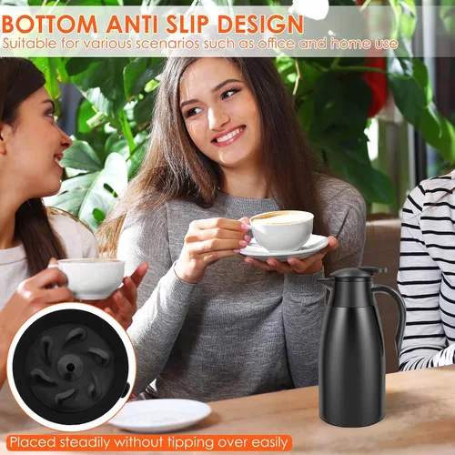 Miniatura 9 de Jarra térmica de café de acero inoxidable de 2 litros, aislada al vacío, de 20 a 24 horas, botella de agua térmica de gran capacidad para el hogar