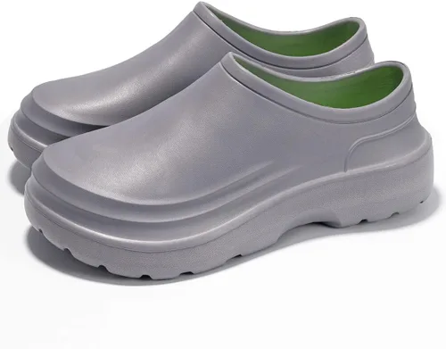 Miniatura 4 de Harssidanzar Zuecos para hombre, zapatos de chef para hombre, zapatos de jardín, zapatos de trabajo sin cordones para servicio de alimentos, jardín