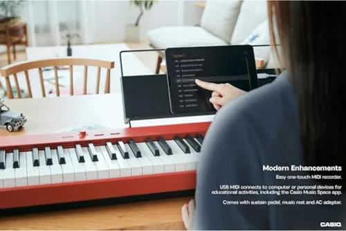 Miniatura 5 de Casio CDP-S160 - Piano digital de 88 teclas con peso y teclado de acción de martillo escalado Modo dúo para estudiantes Sensación realista, Rojo