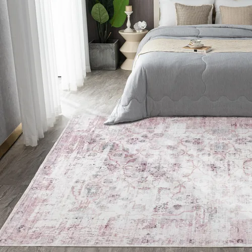 Miniatura 333 de Syalife 4x6 Alfombra Lavable para Área, Ultra Suave Antideslizante, Pila Baja, Alfombra Vintage Resistente a Manchas para Sala de Estar, Alfombra