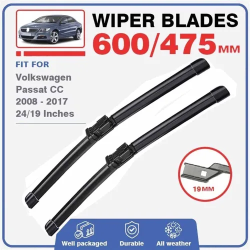 Miniatura 2 de Escobillas de limpiaparabrisas delantero compatibles con VW Passat CC 2008-2017, limpiaparabrisas delantero, emblema para limpiaparabrisas 2009