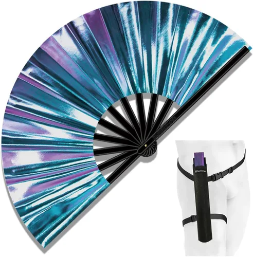 Miniatura 24 de Ventilador de Rave Plegable Grande de 13", Ventiladores de Mano Clack Plegables con Funda para Baile en Línea, Ventilador Boots On The Ground