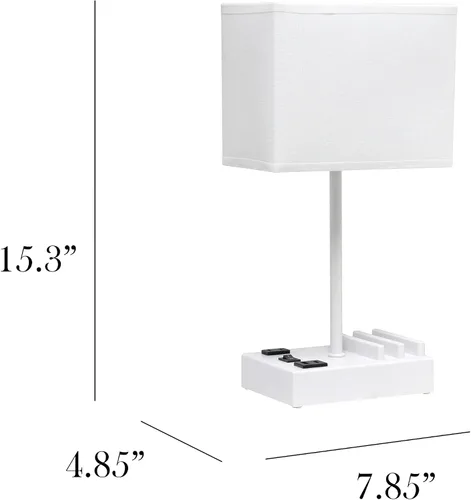 Miniatura 3 de Simple Designs LT1110-WOW - Lámpara de escritorio rectangular moderna de 15.3 pulgadas de alto con 2 puertos USB y salida de carga con pantalla