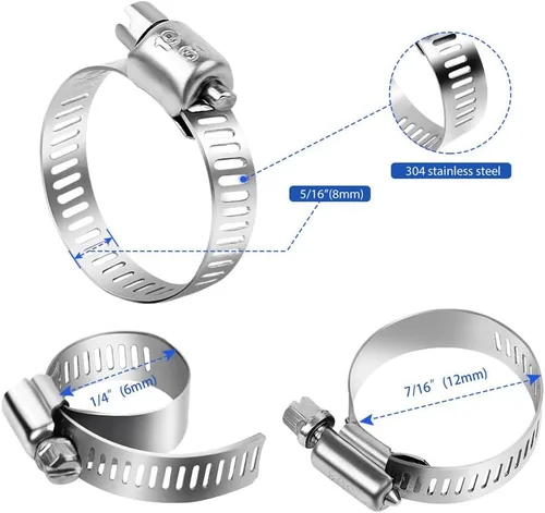 Miniatura 2 de Paquete de 30 abrazaderas de manguera de acero inoxidable – Abrazadera de línea de combustible de metal ajustable de 1/4 pulgadas ~ 1/2 pulgadas