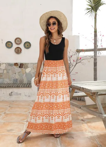 Miniatura 3 de BLUETIME - Vestido largo de verano, sin mangas, con estampado floral, estilo bohemio, para mujer (S-3XL)