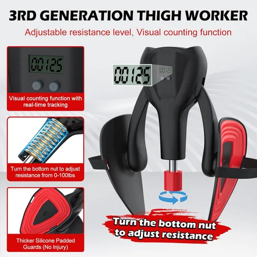 Miniatura 2 de 3rd Gen Inner Thigh Leg Exercisers 0-100 lbs Adjustable Resistance with Leg Straps Band Pelvic Floor Kegel Hip Exercise Workout Equipment Pilates