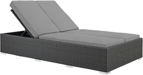 Miniatura 10 de Modway Sojourn - Tumbona doble de mimbre para patio al aire libre, color beige chocolate