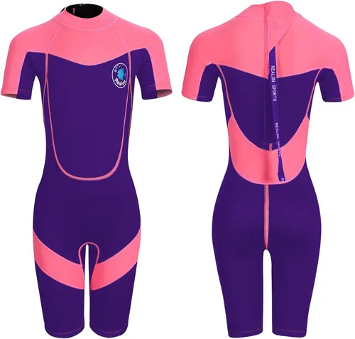 Miniatura 16 de Kid Wetsuit Neoprene Boys Girls 3mm Full Wet Suit, 2mm Shorty Toddles Thermal Swimsuit, Children Back Zipper Cold Water Warmth for Swimming Kayaking