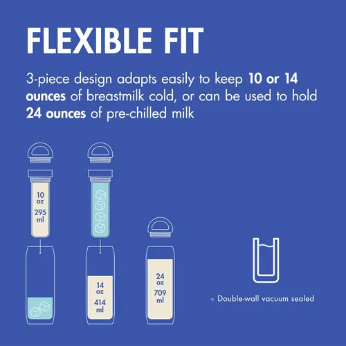 Miniatura 3 de Boon Frosh Enfriador Portátil de Leche Materna - Enfriador de Leche Materna de Acero Inoxidable - Envase de Almacenamiento de Leche Portátil de Azul