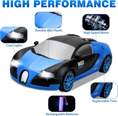 Miniatura 3 de Auto RC de Derrape, 1:24 4WD Autos RC de Derrape 2.4GHz de Alta Velocidad con Control Remoto, Luz LED y Neumáticos de Derrape. Autos de Juguete
