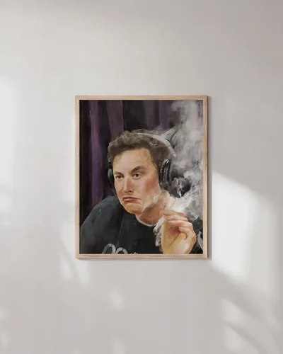 Miniatura 4 de HAUS AND HUES Póster de Elon Musk - Divertido arte de pared Trippy, póster genial para dormitorio de chicos, arte meme para sala