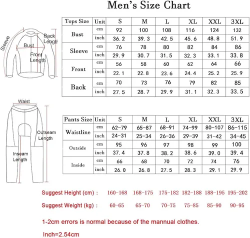 Miniatura 7 de GCRFL Winter Cycling Jersey Sets Thermal Fleece Bike Jersey + Bib Pants, Long Sleeve Cycling Clothing Sets for Man
