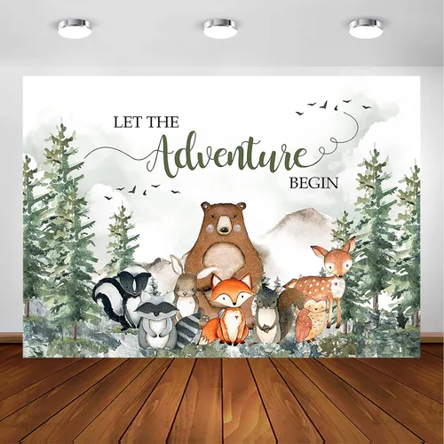 Miniatura 7 de Avezano Telón de fondo de baby shower con texto en inglés "Let The Adventure Begin Baby Show", decoración de fiesta para niños, pancarta de desierto