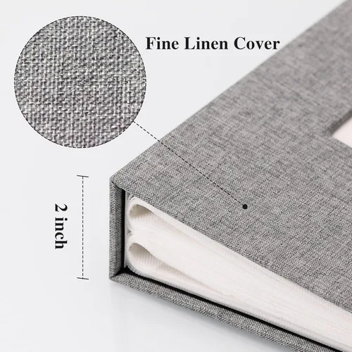 Miniatura 4 de Vienrose - Álbum de fotos de lino con 300 bolsillos de 4 x 6 pulgadas, cubierta de tela, para bodas, familias, aniversarios y bebés Gris