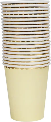 Miniatura 7 de Geeklife Vasos de papel dorados y amarillos, vasos de papel desechables de lámina dorada brillante de 9 onzas para bodas, fiestas, cócteles y cenas