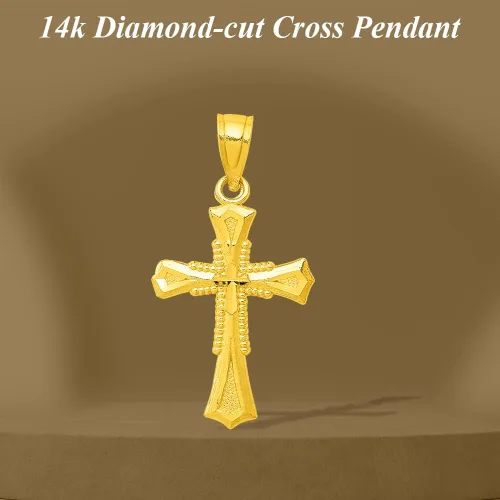 Miniatura 5 de Diamond2Deal Colgante de cruz de oro amarillo de 14 k con corte de diamante para mujer, Oro amarillo