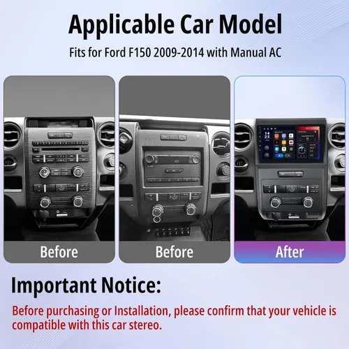 Miniatura 3 de Actualización de radio de coche para Ford F150 2009-2014, 4 GB+64 GB Qualcomm 8 Core Unidad principal con CarPlay Android Auto, 10.1 pulgadas F150
