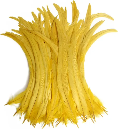 Miniatura 29 de THARAHT 50 piezas de plumas de cola de gallo, naturales, de 12 a 14 pulgadas (30-35 cm) para manualidades, bodas, atado de moscas, plumas para Rosa