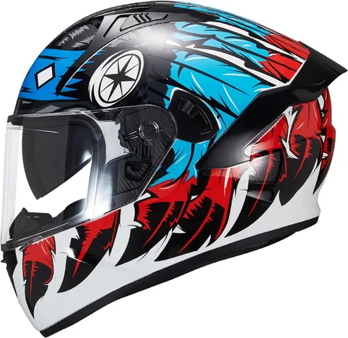 Miniatura 12 de VCOROS Casco integral de doble visera para motocicleta para adultos, Casco de moto de calle y carrera X9 aprobado por DOT con visera negra