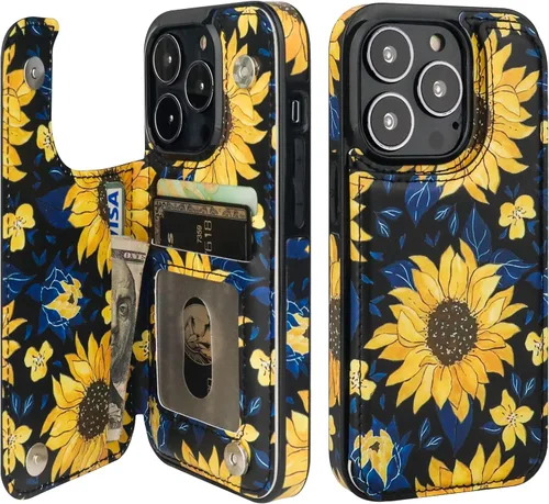 Miniatura 12 de HAOPINSH para iPhone 13 Estuche tipo cartera con tarjetero, patrón de leopardo blanco y guepardo, funda con tapa trasera para mujer y niña, ranuras