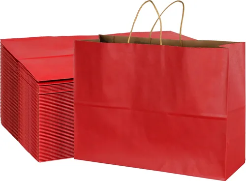 Miniatura 8 de BLEWINDZ 70 bolsas de papel grandes con asas, 16 x 6 x 12 pulgadas, bolsas de compras de papel multicolor para pequeñas empresas, bolsa de regalo 10