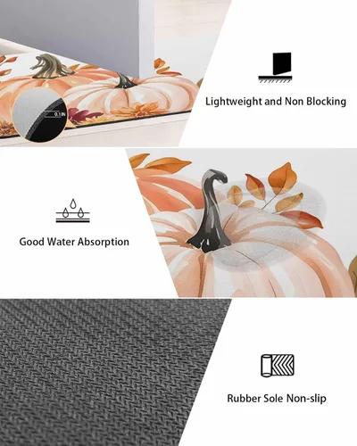 Miniatura 3 de Tapete de baño de calabaza rosa naranja para bañera, antideslizante, de secado rápido y absorbente, de tierra de diatomeas, fregadero de ducha