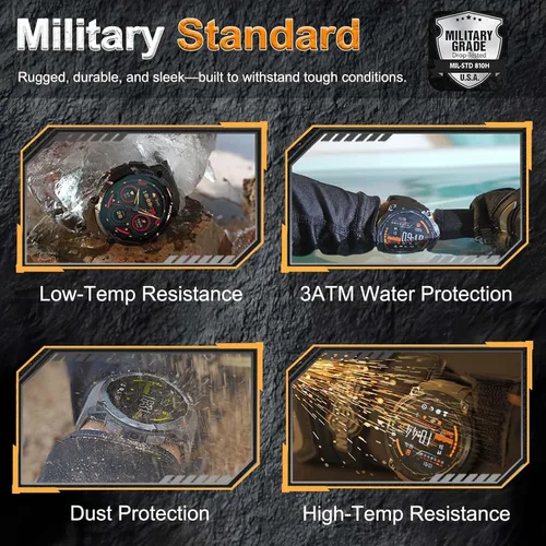 Miniatura 2 de Relojes inteligentes militares para hombres (respuesta/hacer llamadas) con GPS de 1.43 pulgadas HD, reloj inteligente táctico al aire libre