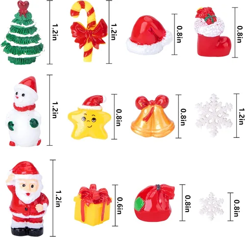 Miniatura 4 de Iceyyyy 37 figuras de Navidad de resina en miniatura, pequeñas figuritas de árboles de Navidad, muñeco de nieve, Papá Noel, mini colgante de Navidad