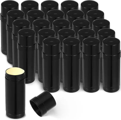 24 recipientes de desodorante de plástico, contenedor de tubo sólido de barra redonda vacía de 2 onzas fluidas para desodorante casero, barra de