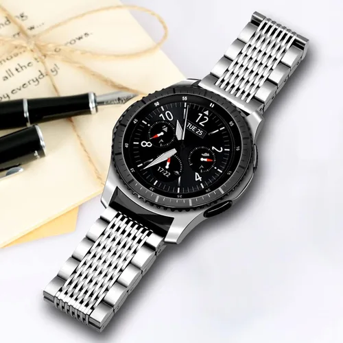 Miniatura 6 de Kai Tian Compatible con Samsung Gear S3 Band 0.866 in Correa de reloj de malla de acero inoxidable para Samsung Galaxy Watch 1.811 in, Gear S3