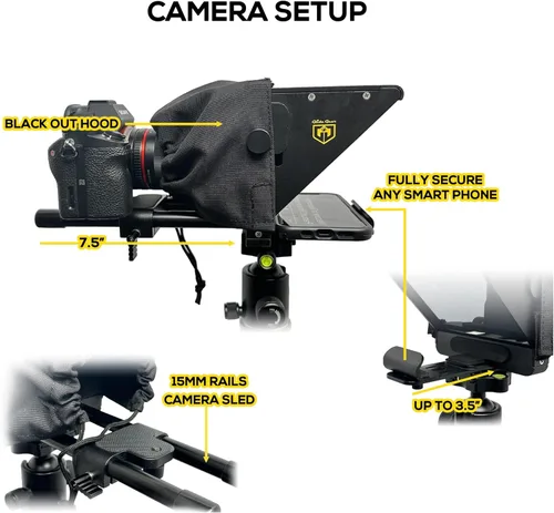 Miniatura 5 de Glide Gear TMP 75 Teleprompter - Laptop, DSLR, Smartphone - Funda de transporte, sin montaje