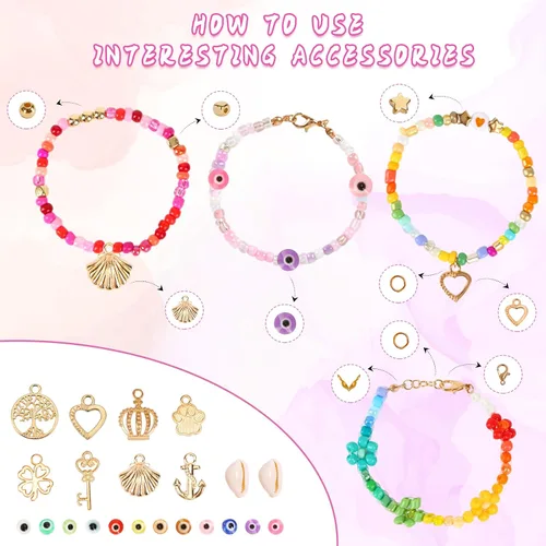 Miniatura 4 de QUEFE 15600 piezas cuentas de semillas de vidrio de 4 mm 120 colores Kit de cuentas para hacer pulseras Kit de pulseras de la amistad con cuentas
